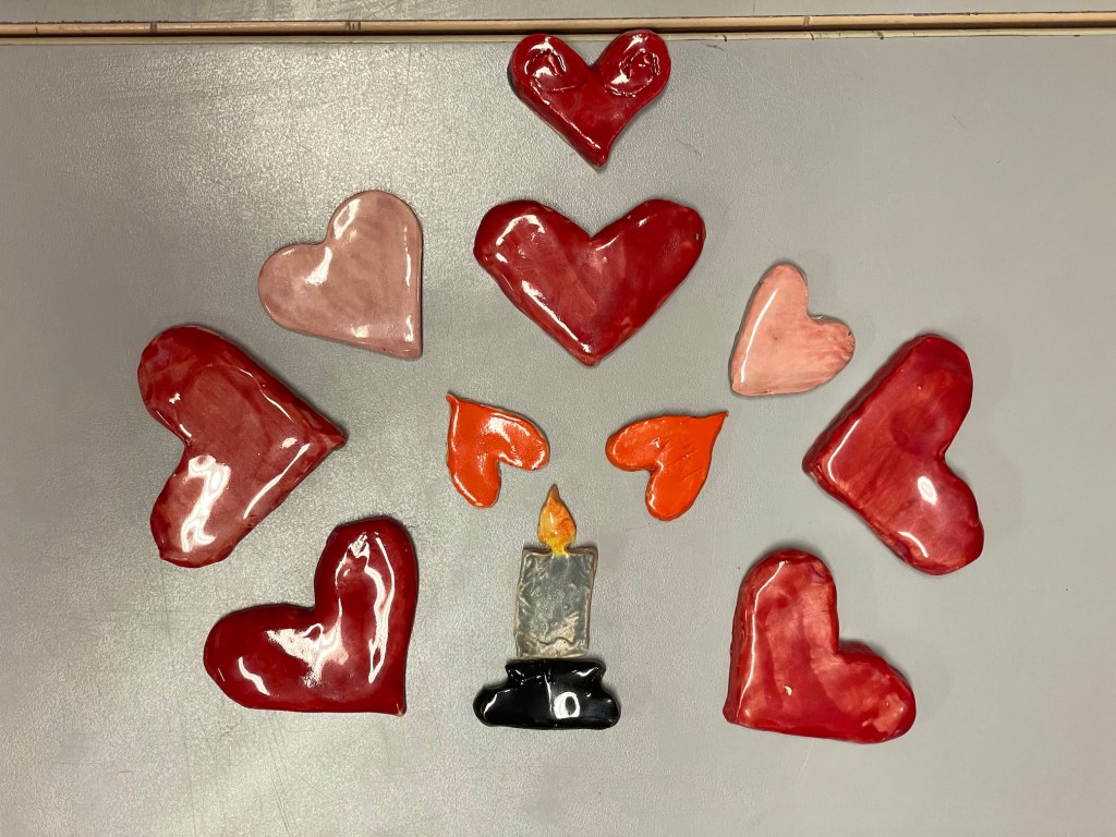 pieces of ceramic arranged on a table