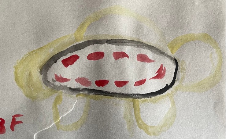 water colour painting on paper of a fish