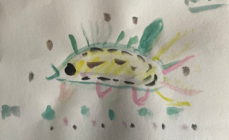 water colour painting on paper of a fish