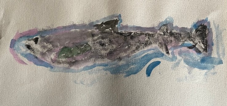 water colour painting on paper of a fish