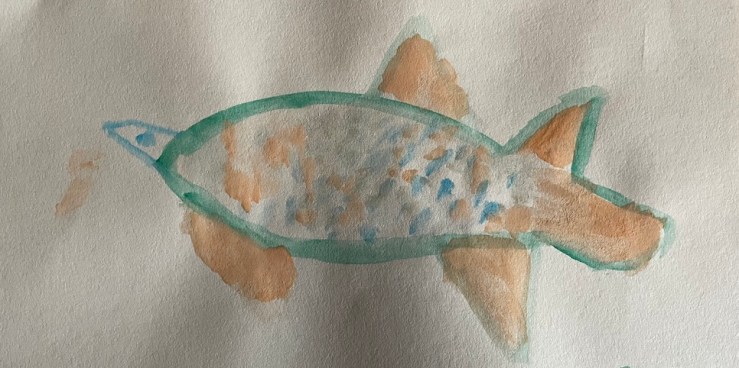 water colour painting on paper of a fish