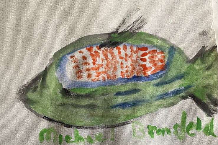 water colour painting on paper of a fish
