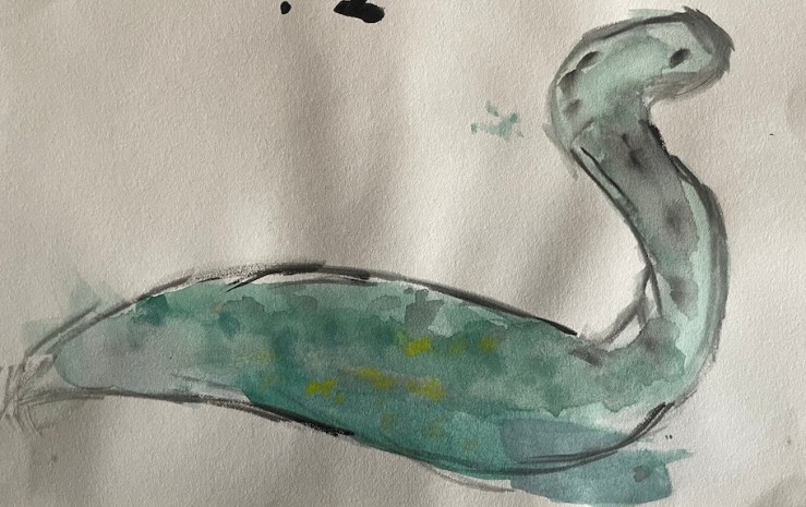 water colour painting on paper of a fish