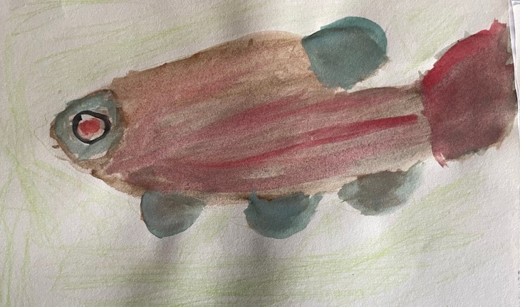water colour painting on paper of a fish