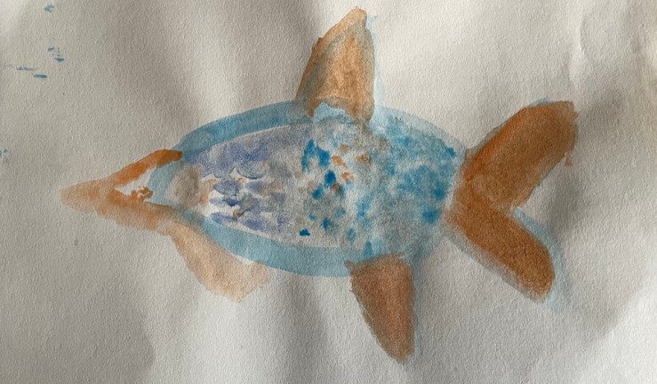 water colour painting on paper of a fish