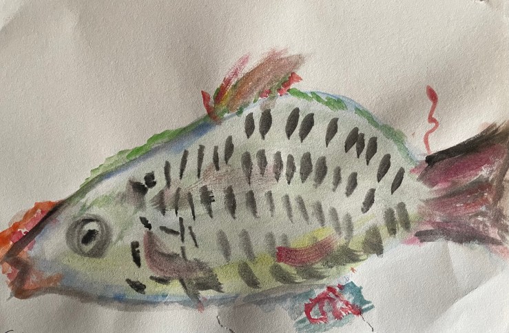 water colour painting on paper of a fish